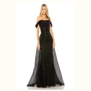 Mac Duggal Off-Shoulder Sequin A-Line Gown Dress